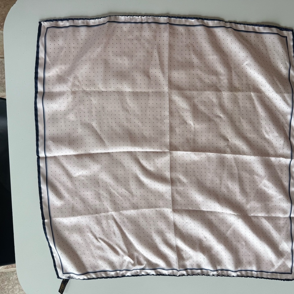 Silk Scarf Navy & Blush Pink
